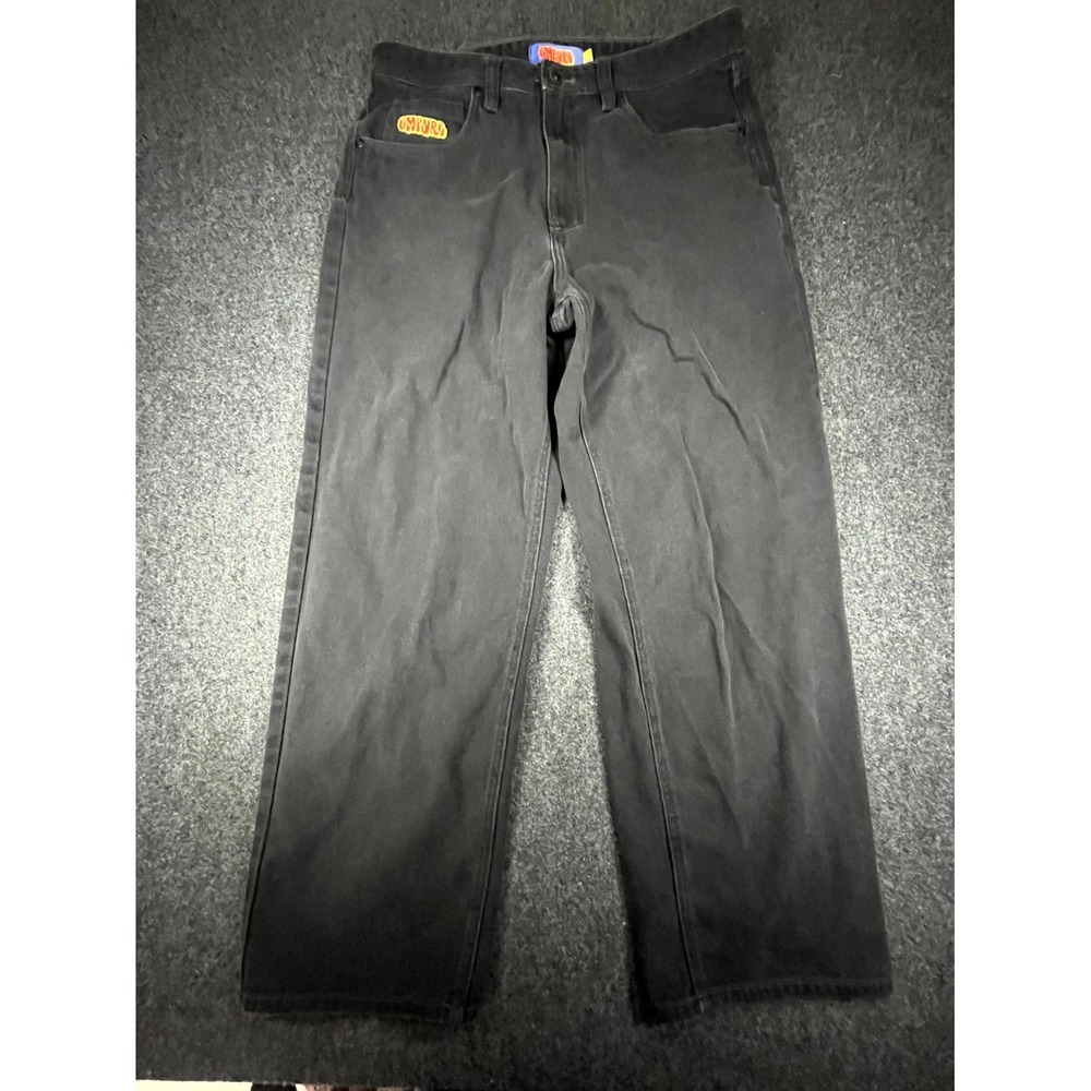 Y2K Empyre Skate Jeans Mens 34 Black Denim Dark Wash Pockets Baggy Straight Leg